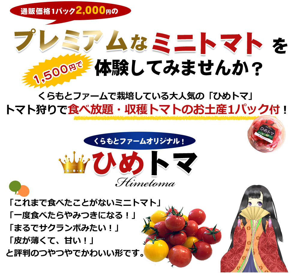 プレミアムなトマトを体験してみませんか？
ひめトマ、トマ王